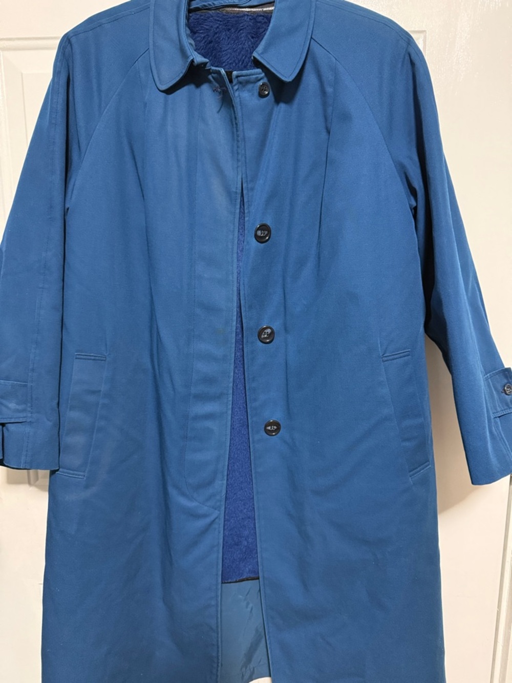 Women's Blue Single-Breasted Trench Coat